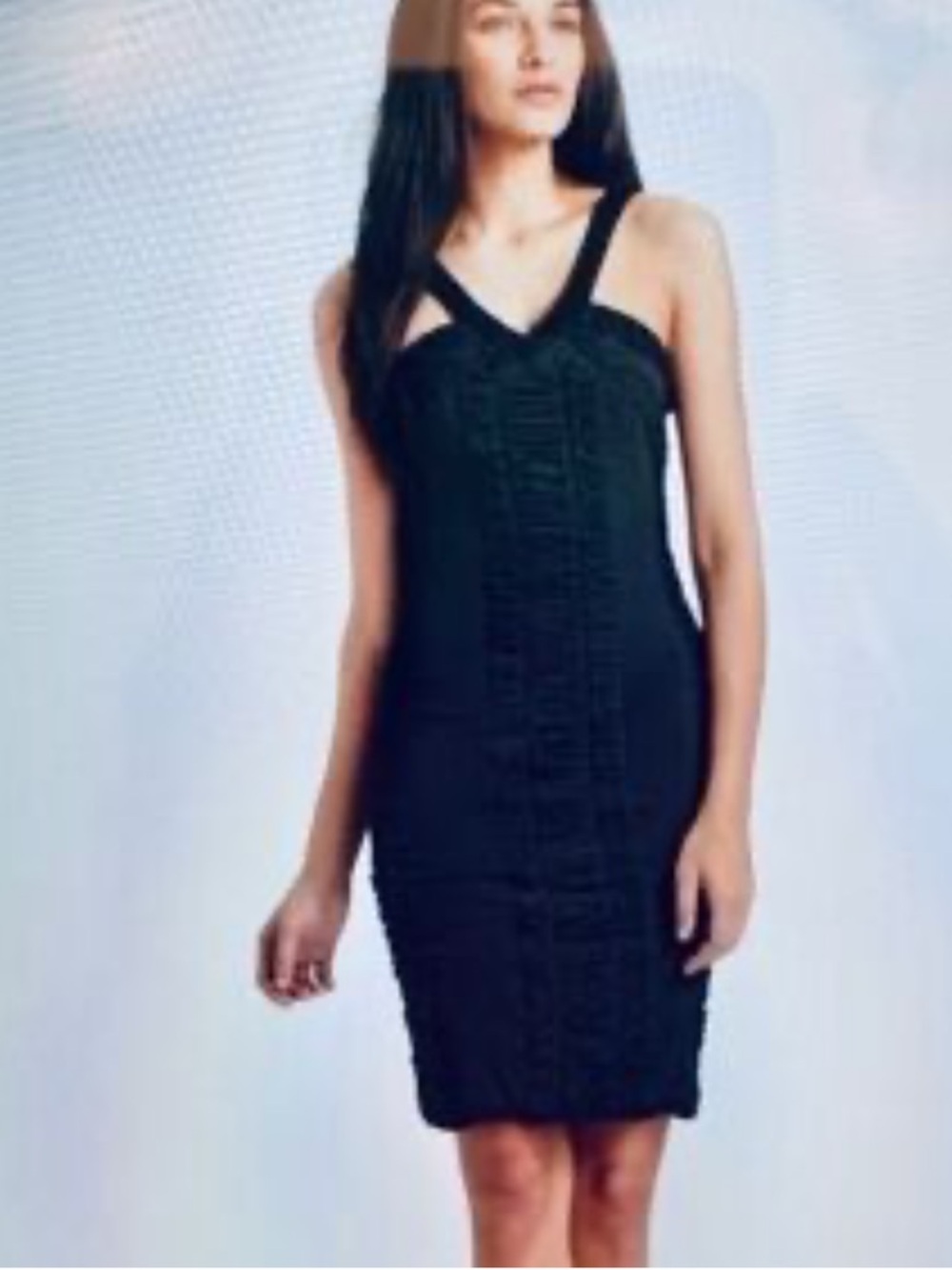 NEW Anthropologie Leifsdottir Black Sleeveless V Neck Dress Bodycon Casual
